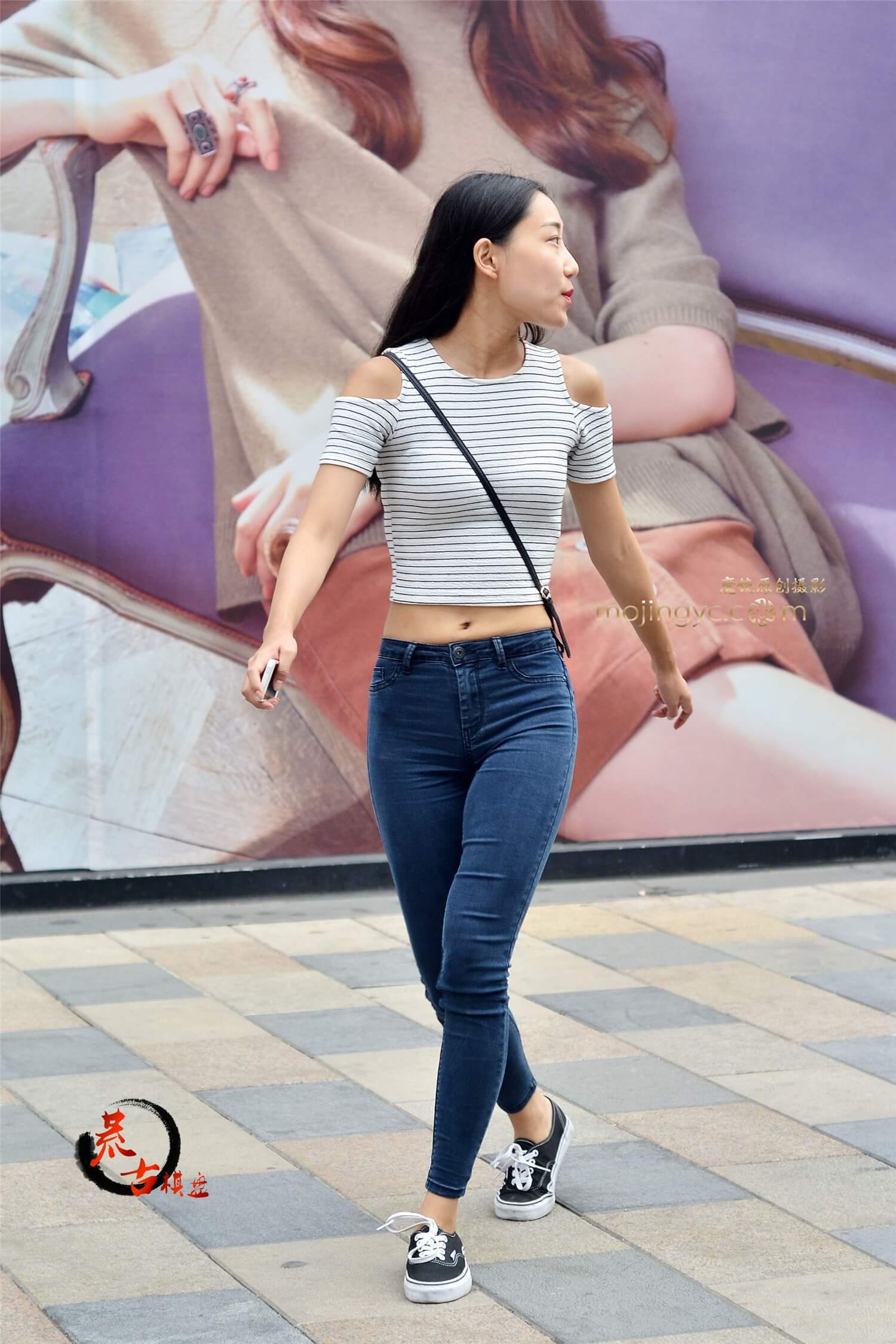 牛仔漏脐装