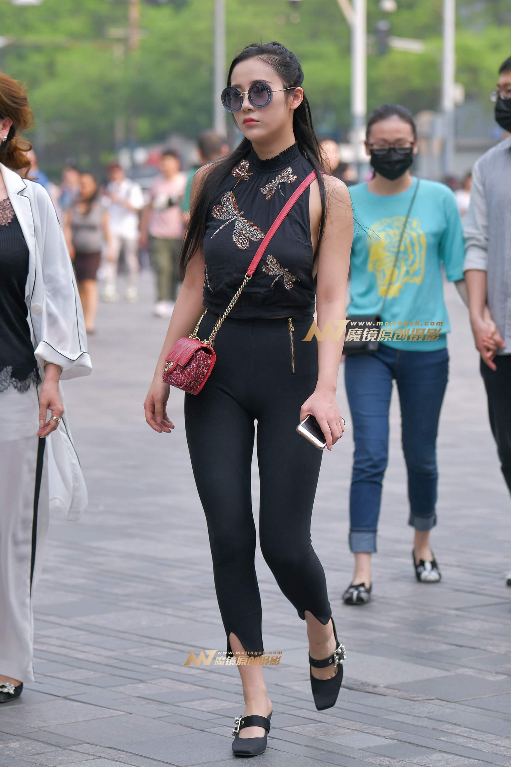 【红石赛帖】黑色性感紧身裤美女