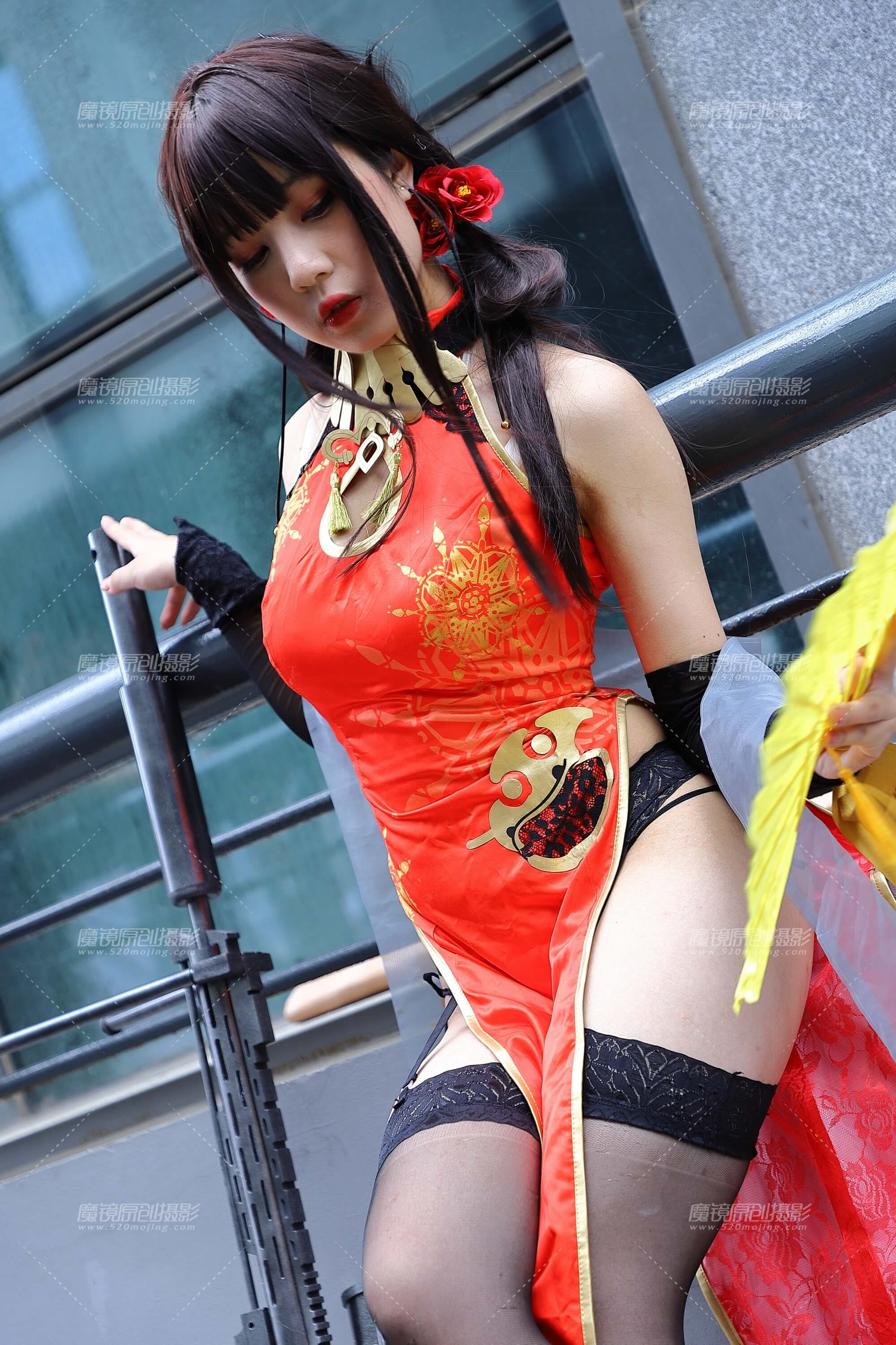 红色旗袍黑丝coser
